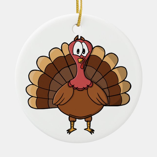 Turkey with Wide Tail Ceramic Tree Decoration (Front)