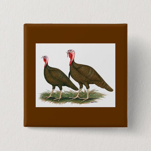 Turkeys:  Chocolate 15 Cm Square Badge (Front)