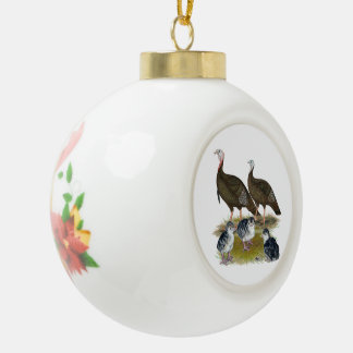 Turkeys Eastern Wild Family Ceramic Ball Christmas Ornament