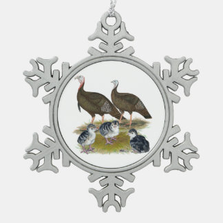 Turkeys Eastern Wild Family Snowflake Pewter Christmas Ornament