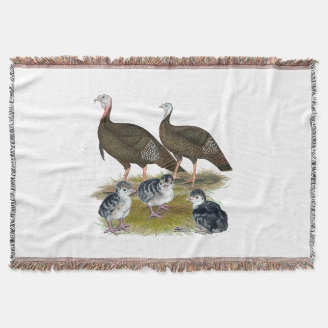 Turkeys Eastern Wild Family Throw Blanket (Front)