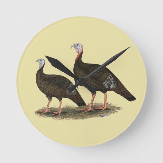 Turkeys Eastern Wild Pair Round Clock (Front)