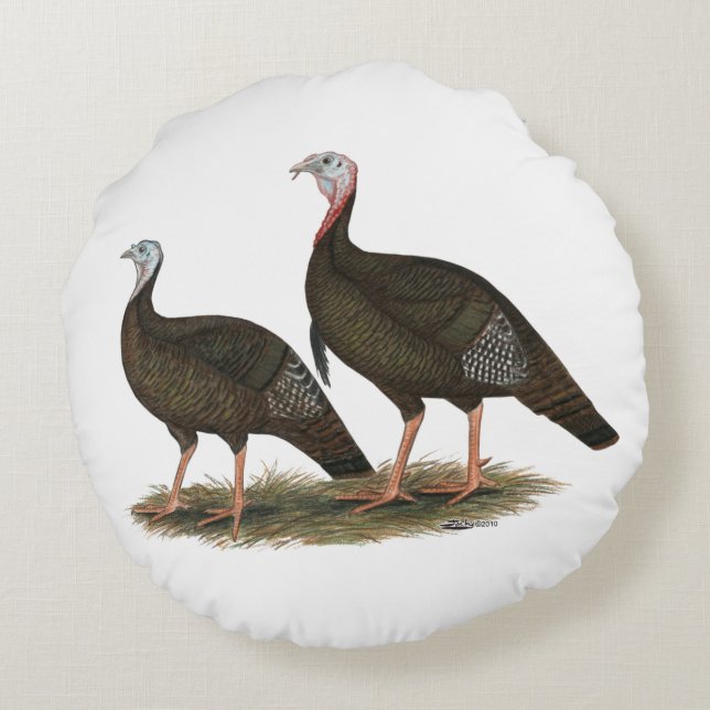 Turkeys Eastern Wild Pair Round Cushion (Back)