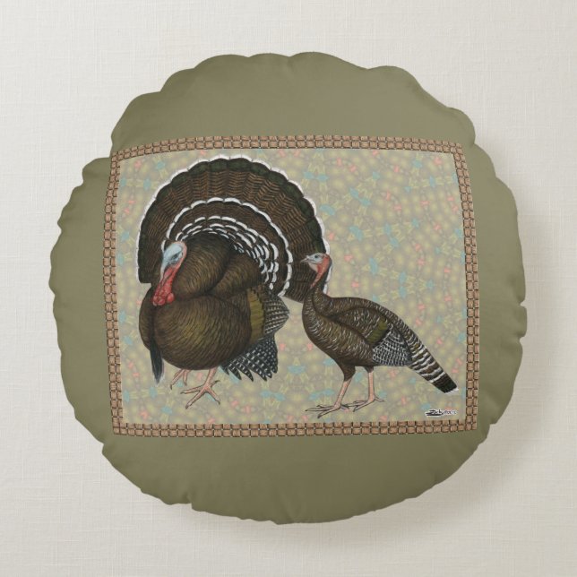 Turkeys Standard Bronze Portrait Round Cushion (Front)