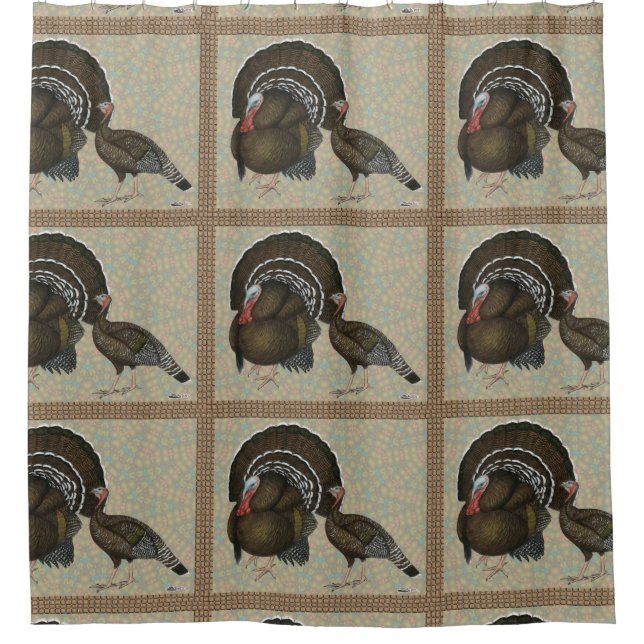 Turkeys Standard Bronze Portrait Shower Curtain (Front)