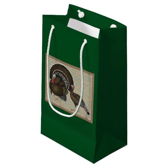 Turkeys Standard Bronze Portrait Small Gift Bag (Front Angled)