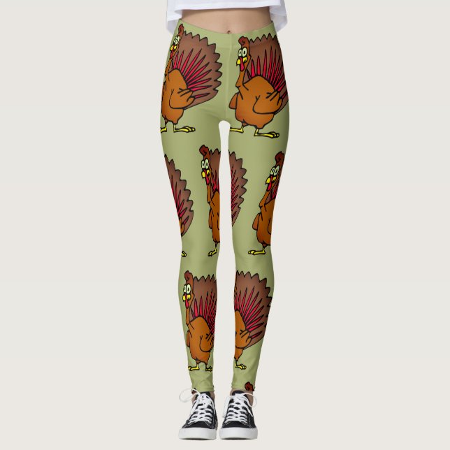 Turkeys Thanksgiving Day Harvest Leggings (Front)
