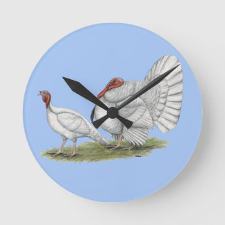 Turkeys White Holland Round Clock