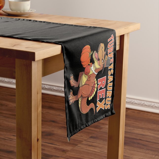Turkeysaurus Rex Dab Turkey Dino Toddler Boys  Short Table Runner (In Situ)