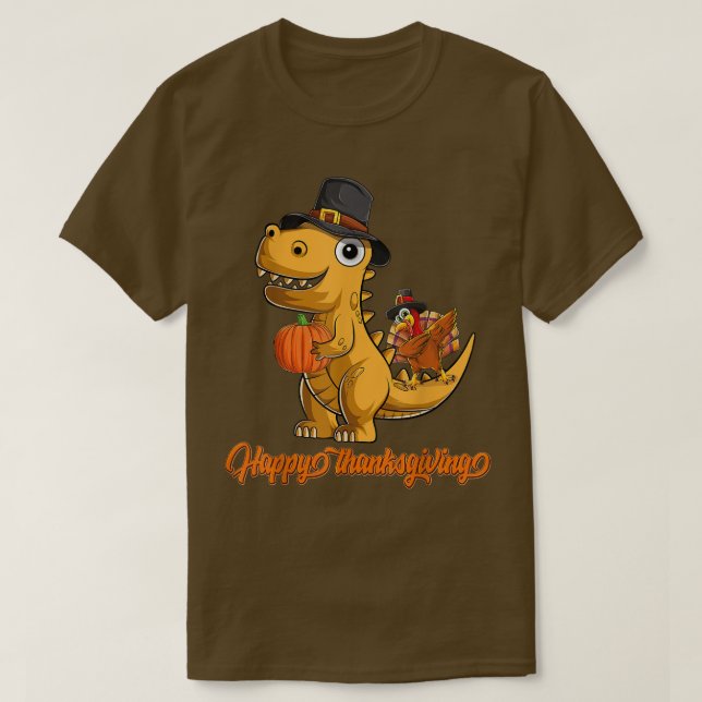 Turkeysaurus Tre Turkey Dino Toddler Boy happy Tha T-Shirt (Design Front)