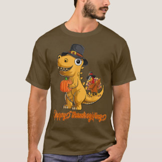Turkeysaurus Tre Turkey Dino Toddler Boy happy Tha T-Shirt
