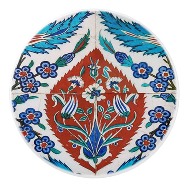 Turkis Ceramic Floral Knob (Front)