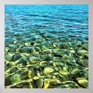 Turkish Aegean Seashore Artistic Abstract Poster