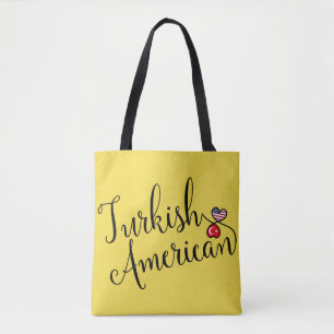 Turkish American Entwined Hearts Grocery Bag