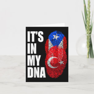 Turkish And Puerto Rican Mix Heritage Dna Flag Card