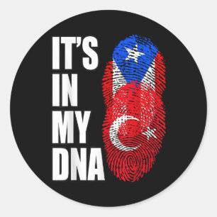 Turkish And Puerto Rican Mix Heritage Dna Flag Classic Round Sticker