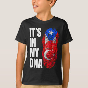 Turkish And Puerto Rican Mix Heritage Dna Flag T-Shirt