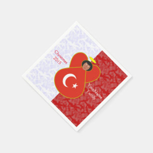 Turkish Angel Flag on Red and White Personalised  Napkin