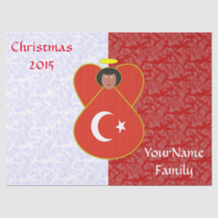 Turkish Angel Flag on Red and White Personalised Tissue Paper
