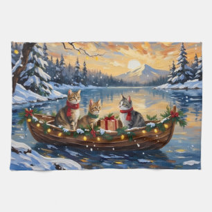 Turkish Angora Cat Christmas Boat Holiday Tea Towel