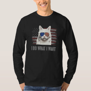 Turkish Angora Cat I Do What I Want Retro Usa Funn T-Shirt