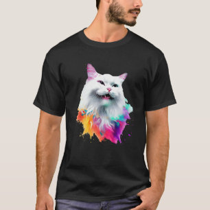 Turkish Angora Colourful Paint Splashes, Abstract T-Shirt