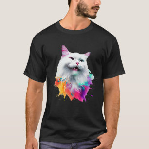 Turkish Angora Colourful Paint Splashes, Abstract T-Shirt