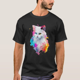 Turkish Angora Colourful Splashes Paint, Abstract  T-Shirt