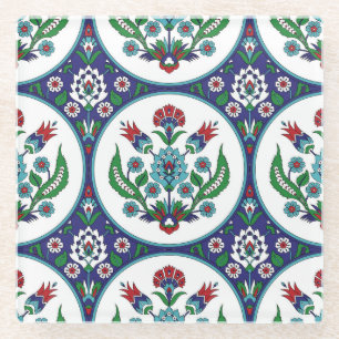 Turkish arabic, tulip flowers, seamless pattern. glass coaster