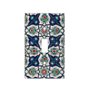 Turkish Blue Ceramic Floral Light Switch Cover