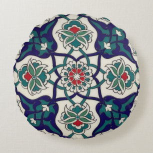 Turkish Blue Ceramic Floral Round Cushion