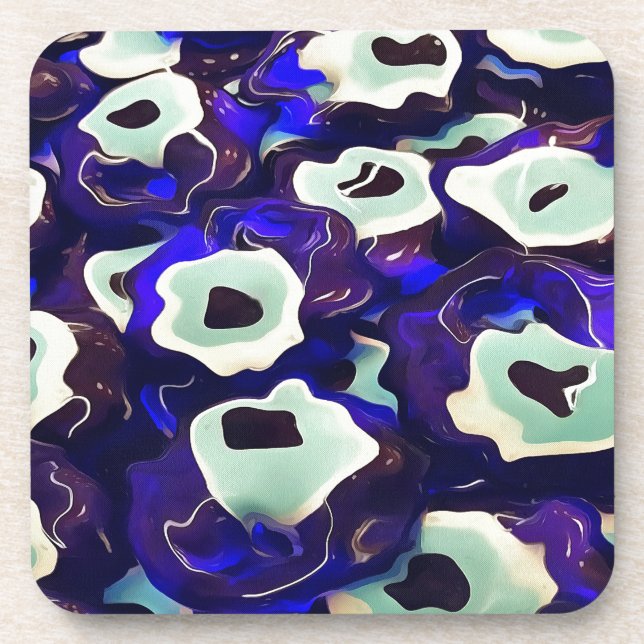 Turkish Boncuk Eye Shaped Amulet Bizarre Art Coaster (Front)