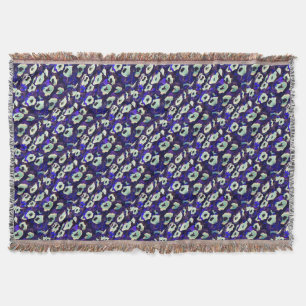 Turkish Boncuk Eye Shaped Amulet Bizarre Art Throw Blanket
