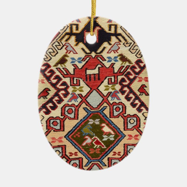 Turkish Carpet #1 Ceramic Tree Decoration (Front)