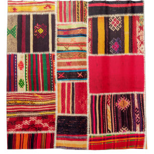 Turkish Carpet Patchwork Handmade Texture Shower Curtain