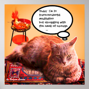 TURKISH CAT IN TRANSCENDENTAL MEDITATION POSTER