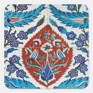 Turkish Ceramic Floral Square Sticker