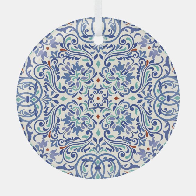 Turkish Colourful: Endless Tile Elegance. Glass Tree Decoration (Front)