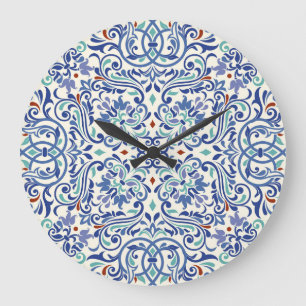Turkish Colourful: Endless Tile Elegance. Large Clock