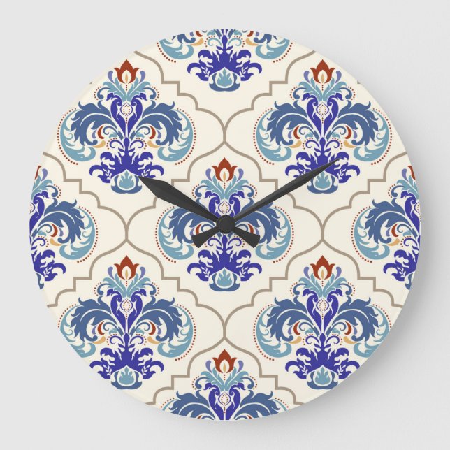 Turkish Colourful Pattern: Endless Beauty. Large Clock (Front)