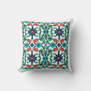 Turkish Design in Blue Color with Red Tulips Cushion