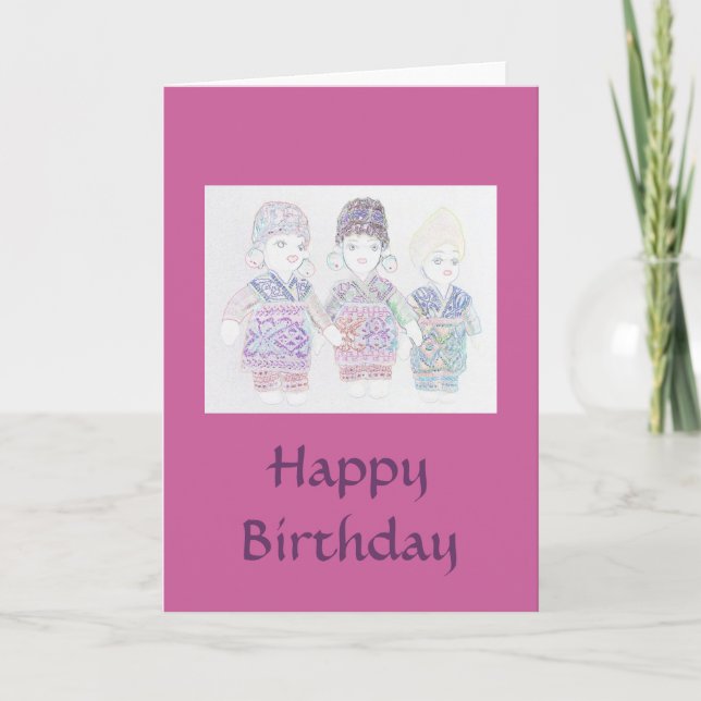 Turkish Dolls Happy Birthday Card (Front)