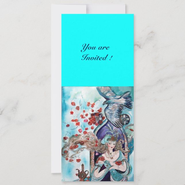 TURKISH FAIRY TALE ,bright red blue white Invitation (Front)