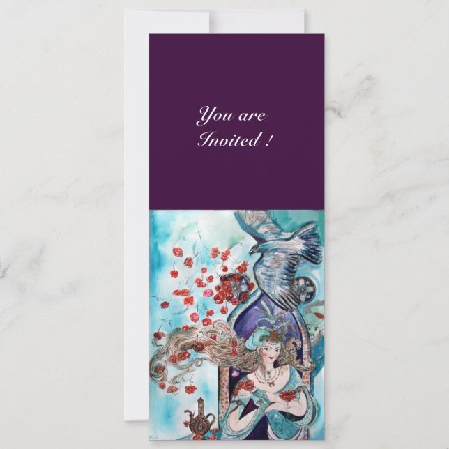 TURKISH FAIRY TALE ,bright red blue white purple Invitation (Front)