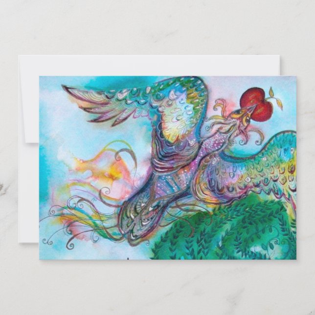 TURKISH FAIRY TALE / PHOENIX WITH APPLE ,blue Announcement (Front)