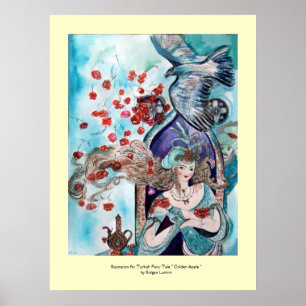 TURKISH FAIRY TALE / PRINCESS,RED ROSES AND HAWK POSTER