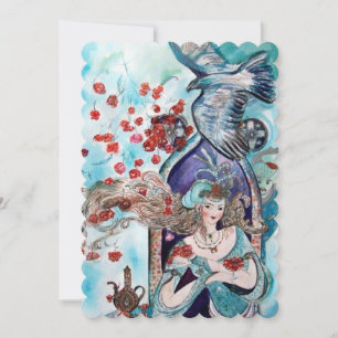TURKISH FAIRY TALE Teal Blue Gold Sparkles Invitation