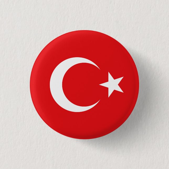 Turkish flag 3 cm round badge (Front)