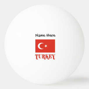 Turkish Flag and Turkey Personalised Ping Pong Ball
