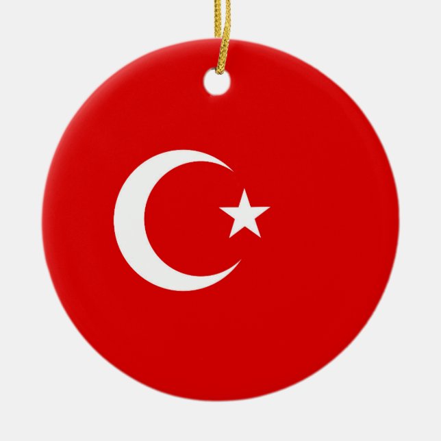 Turkish flag ceramic tree decoration (Front)